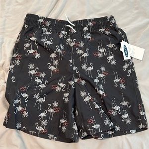 NWT Old Navy Boys Swim Trunks swimsuit Board Shorts black flamingo UPF 50 u pick